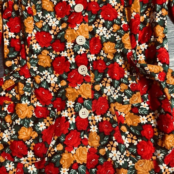 Vtg 70s Irene Kasmer Matching Floral Collared Blouse & Mini Skirt Set Size XS - Picture 3 of 7